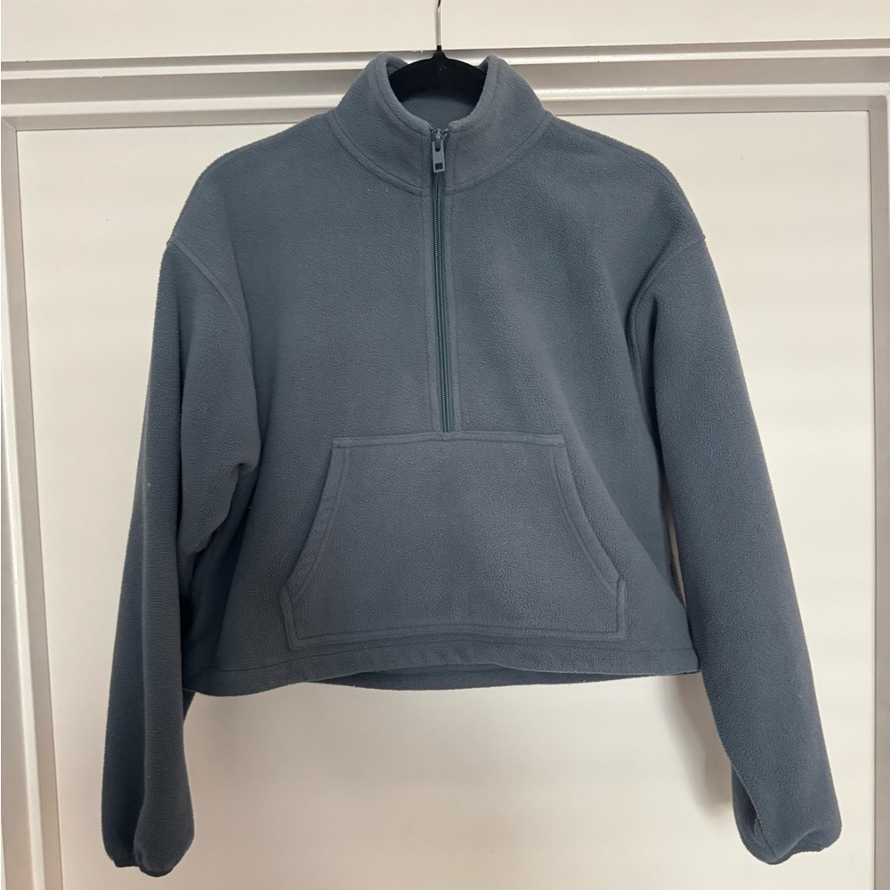 Aritzia Gray/blue Fleece Half-Zip Jacket